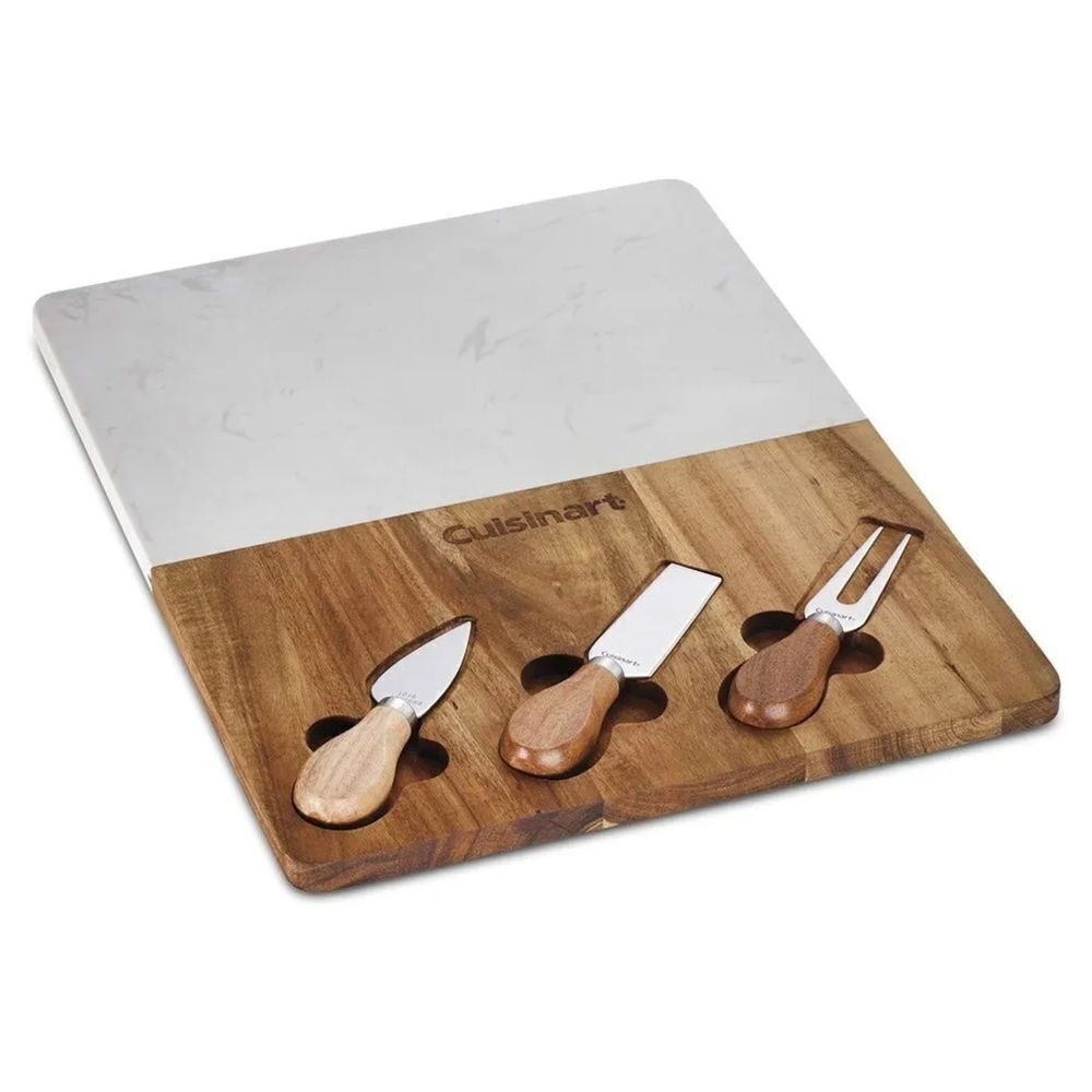 Cuisinart Classic Marble and Acacia Wood Cheese Board‎ Set with Knives